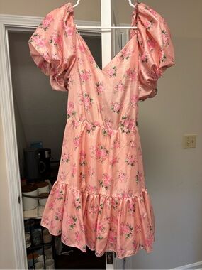 LoveShackFancy Floral Puff Sleeve Mini Dress | Size 12 🌸